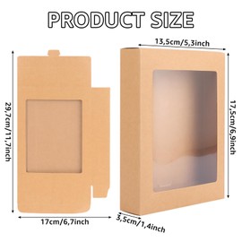 APACALI Pack of 40 Gift Boxes with Window, 17.5 x 13.5 x 3.5 cm Gift Box with Viewing Window, Mini Gift Boxes for Jewellery Storage Display, Wedding, Brown