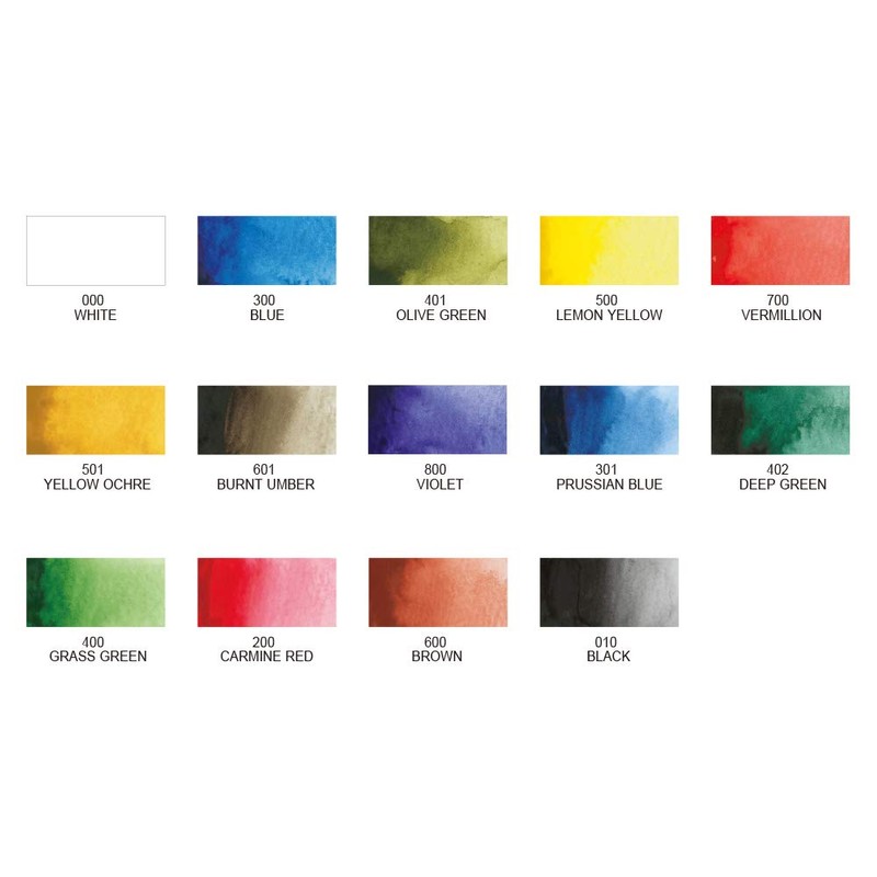 Kuretake KG301-1 Fis Watercolor Set, Clear, 14 Colors