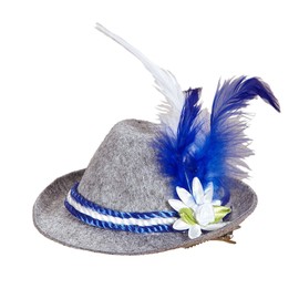 WIDMANN ? Mini Fedora Hat with Feathers and Edelweiss