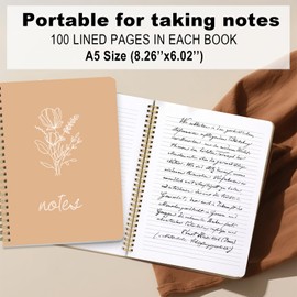 FunCharm 3 Packs Aesthetic Spiral Notebooks for Women, 8x6 Cute Journals/Notebooks with 80 Pages, Perfect for Work, School, and Creative Writing (Green & Beige & Peach)