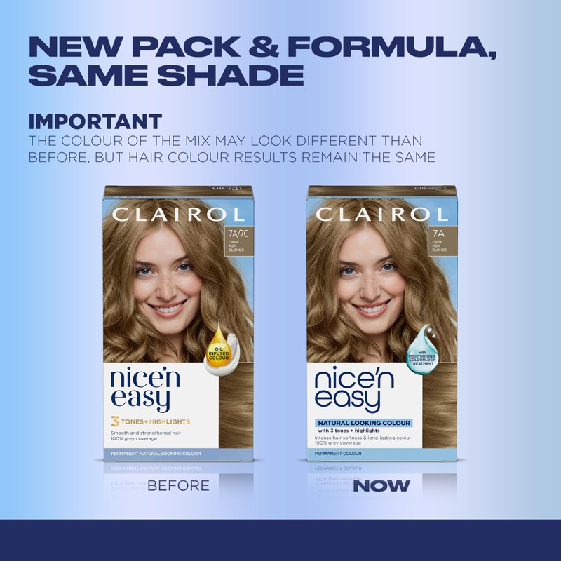Clairol Nice'n Easy Permanent Hair Dye, 7A/7C Dark Cool Blonde
