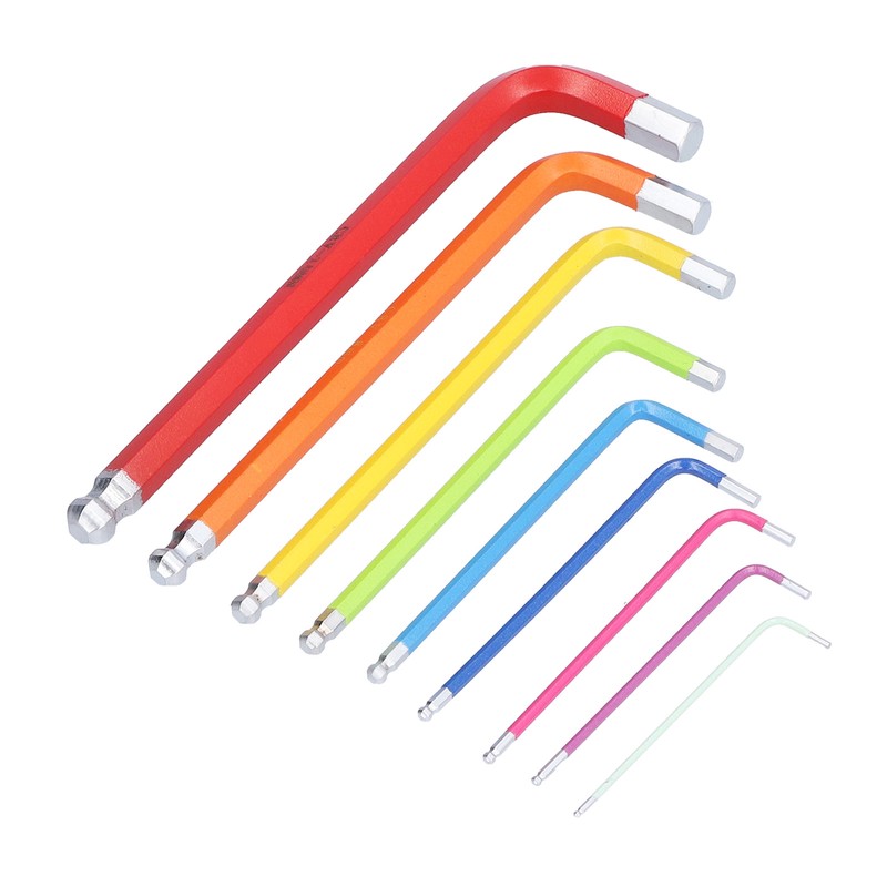9Pcs Hex Wrench Ball End Colourful Long Arm Metal Key