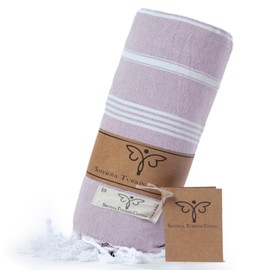 SMYRNA TURKISH COTTON Classical Series Throw Blanket 50x60, Outdoor Blankets, Throws and Blankets for Couch, Sofa, Bed, Chair, Beach Picnic, Travel Boho Turkish Blanket, Lilac