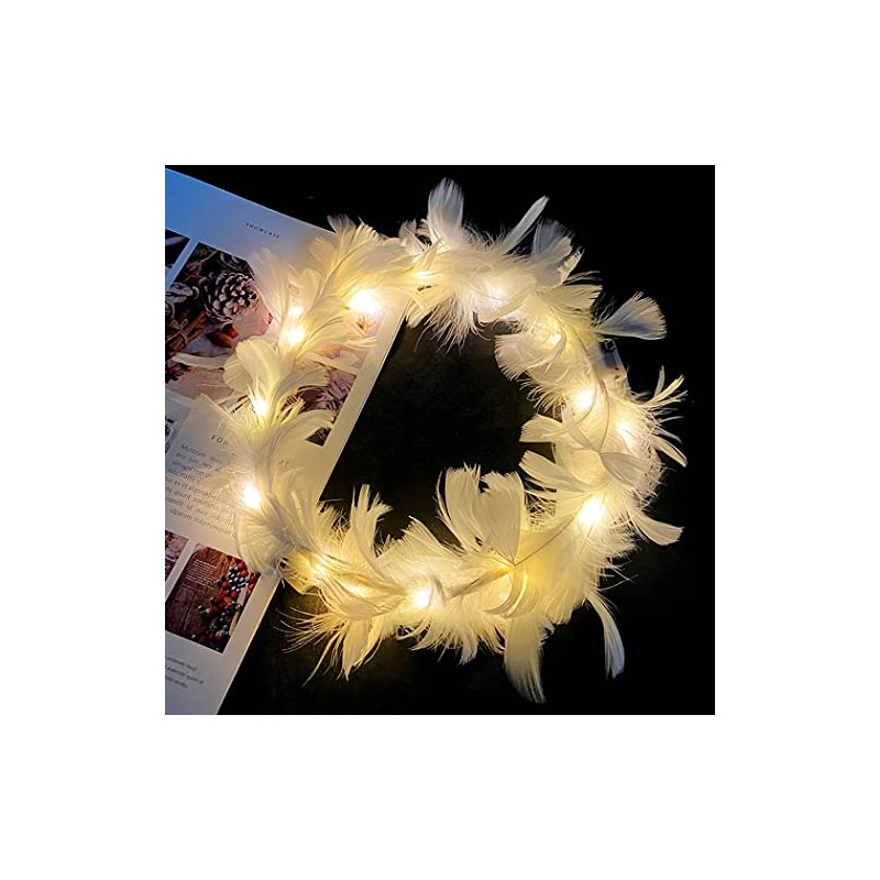 Earent Diadema de plumas LED luminosa con 3 luces LED