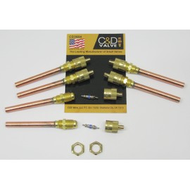C&D Copper Access Valve CD3604 PKG of 6 1/4" copper tube extension w/ 1/4" flare cap