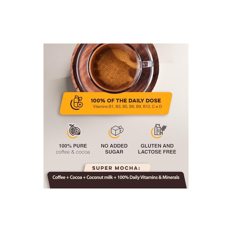 BRISCO Super Mocha: Smart Multivitamin Coffee with 14 Essential Vitamins