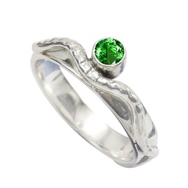 SILVERTROVE Im Labor gezüchteter Tsavorit-Edelstein-Bandring für Herren und Damen, Bandring in allen Größen, Sterlingsilber, Bandring-Schmuck CRG1077AU3_(49 (15.6))