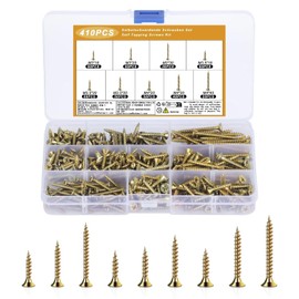 410 Pcs Screws for Wood Screws Assortment Kit, M3 M3.5 M4 Self Tapping Screws, Countersunk Head Concrete Screws, Cross Flat Head Assorted Screws Color Zinc for Drywall Furniture Repairs