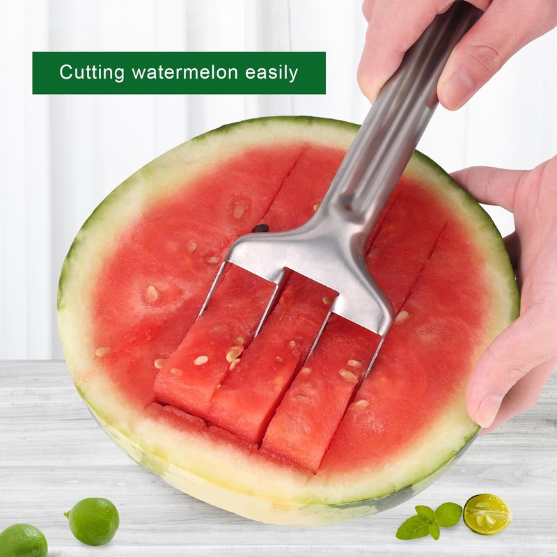 BOXOB Watermelon Fork Cutter Slicer, Stainless Steel Watermelon Cutting Tool