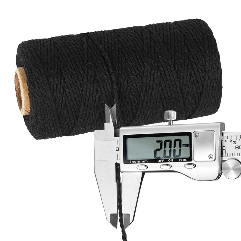 Black Natural Cotton Craft String - Ohtomber 328 Feet 2MM