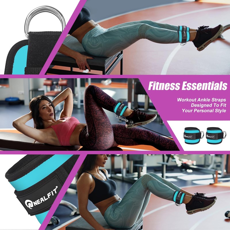 NEALFIT Ankle Strap for Cable Machine, Gym Ankle Cuff for