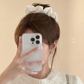 Fesanla Velour Scrunchie, Large, Hair Elastic, White, Hair Accessory, 1 Piece, Hair Clip, Hair Ornament, Autumn, Winter, Hair Accessory, Hair Elastic, Simple, Big Scrunchie for Adults (White)