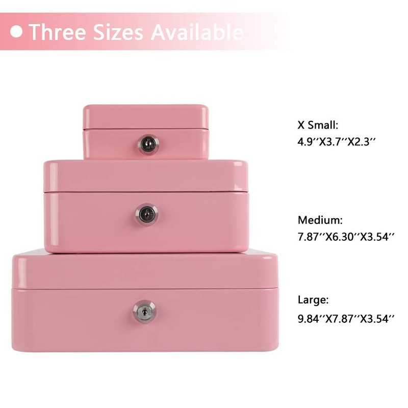xydled Locking Steel Mini Cash Box with Removable Coin Tray
