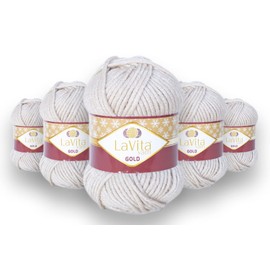LaVita Yarn Gold Hand Knitting Yarn 5-Pieces Pack 100% Acrylic Yarn, 1 Ball 100 gr, 100 mt (0553)