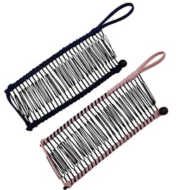 RDNKVB Vintage Banana Hair Clips, 2 Pieces, Non-Slip, Stretchy Hair Accessories, 30 Tooth Banana Comb Clips for Thick Wavy Kinky Natural Curly Hair, Black/Pink