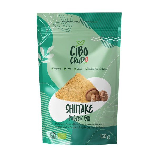 Shiitake Mushrooms Dried Organic Powder - 150 g. Dried and Ground Shiitake Mushrooms at Low Temperatures. Contains Protein Fibre, Minerals and B Vitamins.