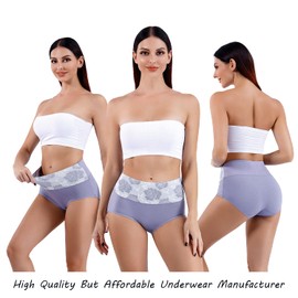 Honzadar Womens High Waist Underwear,Tummy Control briefs,Postpartum Panties,Full Coverage(5Pack-M)