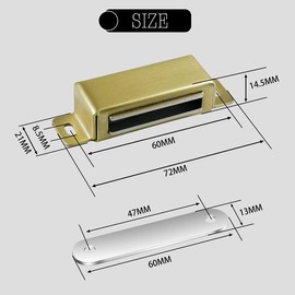 Selyse Magnetic Catch Door Magnets for Cabinet Doors, Magnetic Clasps, Stainless Steel Drawers, Magnetic Door Closer, Magnet for Furniture and Balcony Doors - Golden 72 mm (Pack of 2)