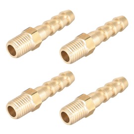 sourcing map Brass Metric Barb Connector Hose Nozzle 6mm x M8 x 1 (Pack of 4)