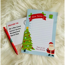 3 Piece Letter to Santa Writing Set - Writing Kit for Kids, Activity Pack for Kids Xmas Writing Set, Includes letter, envelope and Christmas pen, Letter to Santa Kit