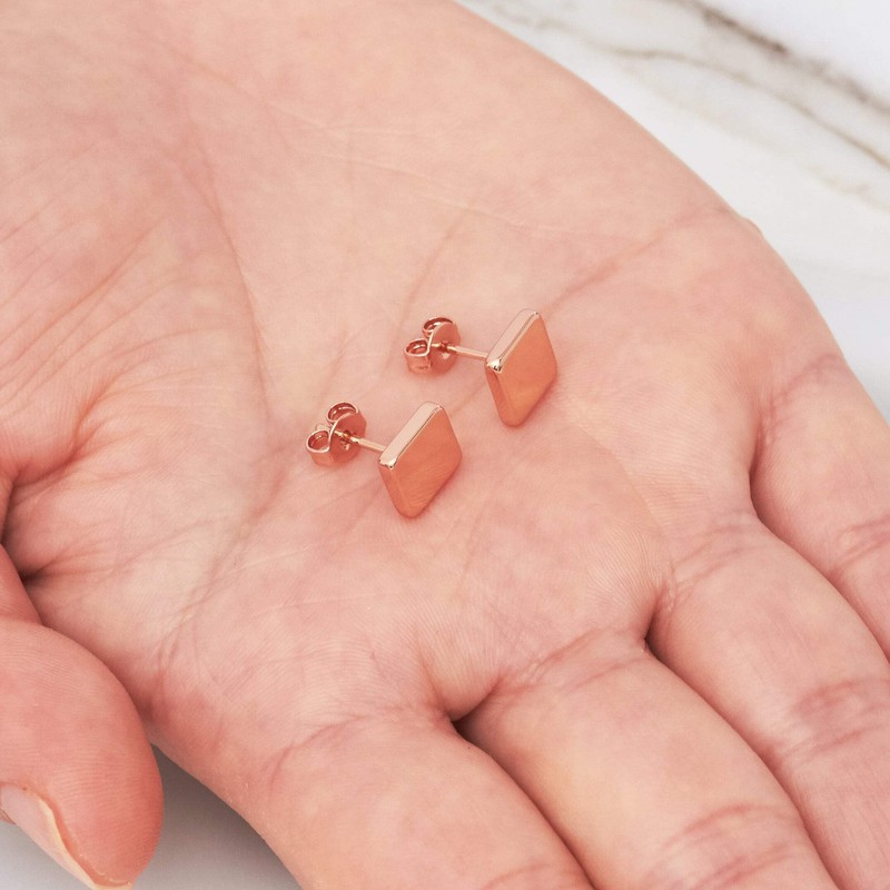 Philip Jones Rose Gold Plated Square Stud Earrings
