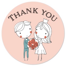 Wedding Petite Gift Stickers, 72 Pieces, Thank You, Deco, Wedding, 1.6 inches (4 cm), Round, Wrapping