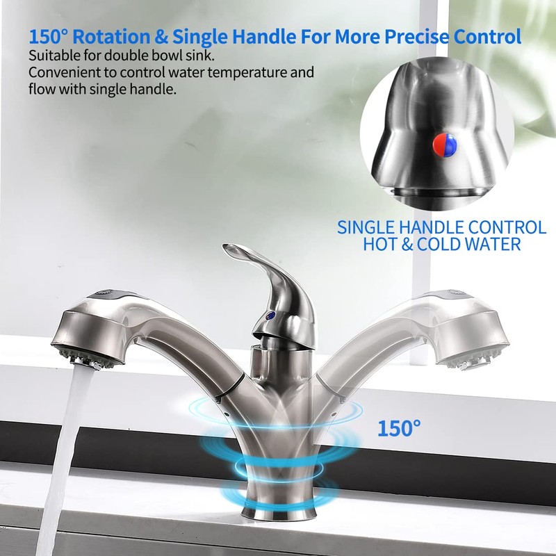 Kitchen Faucet with Sprayer, Brushed Nickel Kitchen Sink Faucet with
