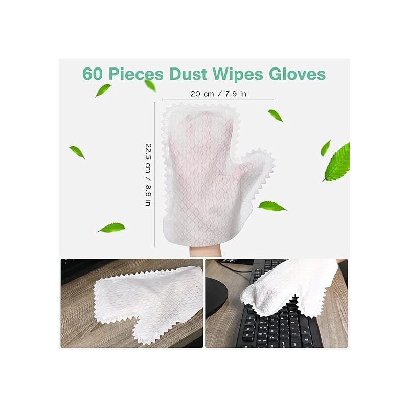 Patelai 60PCS White Microfiber Dusting Gloves Dual-Sided Cleaning Mitts