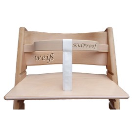 KidProof Eco Genuine Leather Strap for High Chair Compatible with Stokke Tripp Trapp and Much More Crotch Strap Strap Front Bar (White)