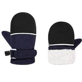 Mittens Boys Girls Winter Outdoor Gloves Kids Easy-On Fleece Warm Anti slip and waterproof gloves (Black, S)