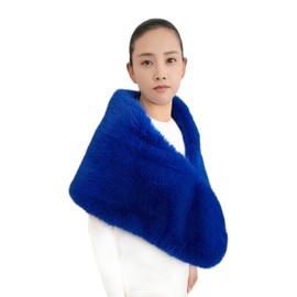 Lina & Lily Women's Winter Wedding Party Evening Shawl Boa Wrap Stole Long Pile Faux Fur with Velvet Lining (Royal Blue)