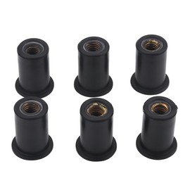 Rubber Nut M6, Tbest Rubber Nut M6, Kayak Well Nuts, Pack of 6 M6 Rubber Nuts Windscreen Screws Fasteners Windshield / Fairing Nuts Kayak Accessories for Motorcycles Kayak Canoe