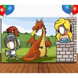 Modern Digital Designs Knight, Dragon and Princess Theme Face Cutout, 42x72" Photo Standee Party Prop