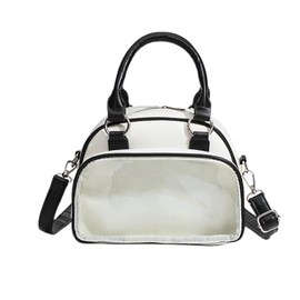 Harugio Pain Bag, Mini Boston, Small, Painful Bag, Mini, Pushing Bag, Stuffed Toy, Sewn Pouch, Cute, 2-Way Tote, Shoulder Bag, Black, White, Silver, white