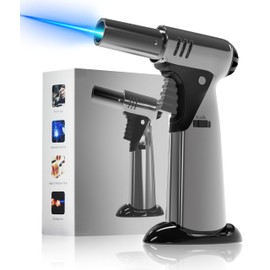 Butane Torch, Butane Refillable Kitchen Cooking Torch, Torch Lighter with Safety Lock And Adjustable Flame For BBQ, Baking, Brulee Creme, Crafts and Soldering(Butane Gas Not Included)