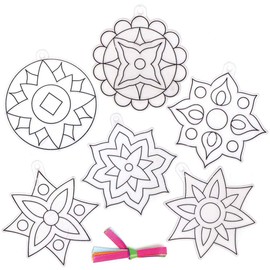 Baker Ross AX313 Diwali Suncatchers - Pack of 10, Educational Arts and Crafts for Children, Rangoli, Festival of Lights