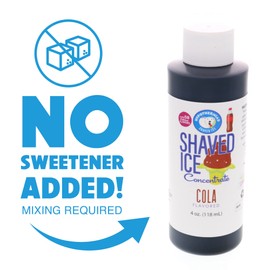 Hypothermias Shaved Ice and Snow Cone Syrup Unsweetened Flavor Concentrate - 4 Fl Oz - Makes 1 Gallon of Ready to Use Syrup - Cola - Must Add Filtered Water and Sweetener