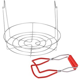 Canning Rack Jar Lifter - 11.3 Inches Canning Rack with Tong, Stainless Steel Canning Steamer Set, Canning Rack for Water Bath Canner for Wide Mouth or Regular Mouth Mason Jars, Ball Jars