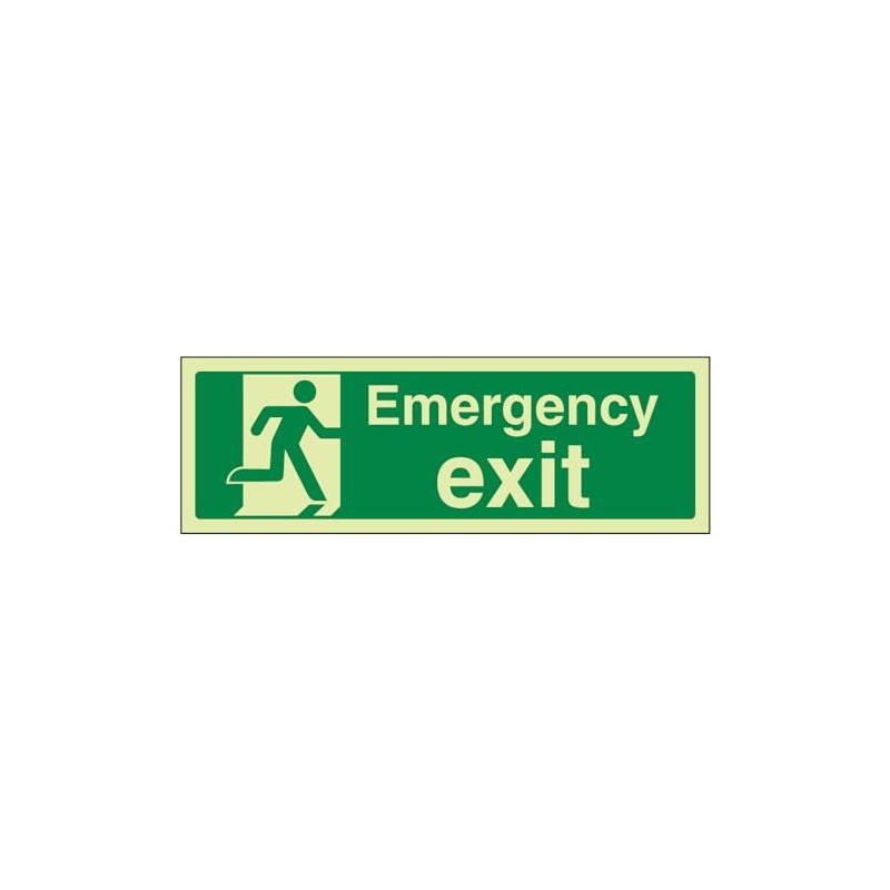 VSafety 21015AX-G Safe Condition Exit Sign, "Emergency Exit", Landscape, 1
