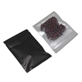 WACCOMT Pack 100pcs 7.5x10cm (3x3.9 inch) Matte Black Zipper Lock Pouches Mylar Bags Smell Proof Foil Airtight Bags Front Clear Resealable Aluminum Foil Grocery Pack for Zip Food Storage Pouch Lock