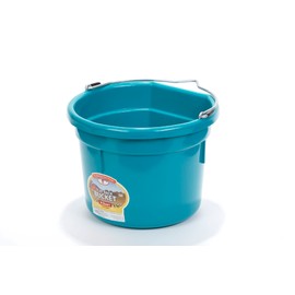 Little Giant® Flat Back Plastic Animal Feed Bucket | Animal Feed Bucket with Metal Handle | Horse Stall Feeding and Watering Supplies (Teal, 8 Quart)