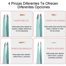Juego de Pinzas de Depilar para Cejas con Tijeras Curvadas, 7PCS Pinzas para Depilación de Cejas, Kit Profesional Precisas, para Astillas y Pelos No Deseados, Depilación Facial, Verde & Rosa