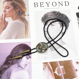 JPJZY BRBAM Retro 3D Animal Pendant Bolo Tie Western Cowboy Leather Bolo Necktie for Men's Accessories Collection (Eagle - Gold)