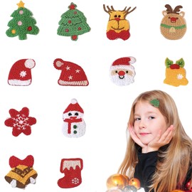 Kewmayer Pack of 12 Snowman Christmas Tree Santa Claus Hair Pins, Cartoon Snap Hair Clips, Hair Accessories, Christmas Hair Clip, Children's Christmas Party Festival Hair Accessories, for Christmas