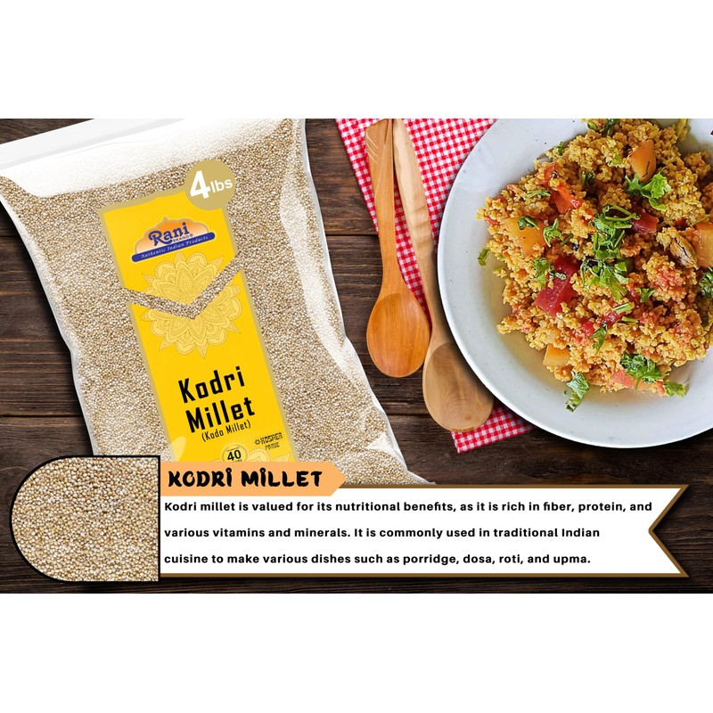 Rani Kodri (Polished Kodo Millet Seeds) Ancient Grains, 64oz (4lbs)