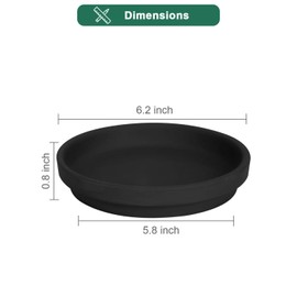 6 Inch Black Terracotta Pot Plant Saucer - 6Pcs Middle Round Plant Pot Saucers, Middle Clay Plant Tray Perfect for 5 Inch 5.5 Inch 6 Inch Flower Pot with Drainage Hole and Great for Indoor or Outdoor