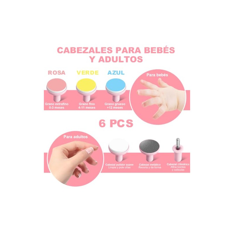 AXIDUN-Lima de uñas bebe, Cortaúñas para bebe eléctrico, Pulidor de
