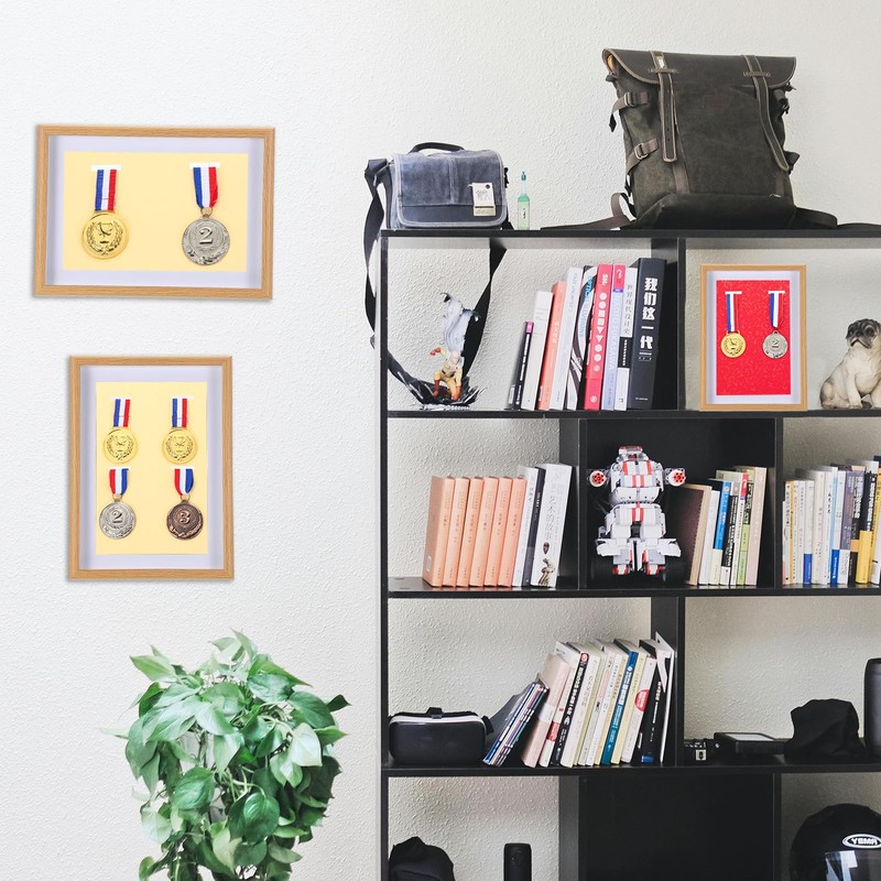 PATIKIL Medal Display Case, 4 Medals Display Frame Medal Shadow