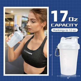 CREAWELLAY 3 Pack Shaker Bottles for Protein Mixes, 17 oz Small Protein Shaker Bottle with Handle, Gym Shaker Cups with Blending Ball for Pre Workout, BPA-Free & Dishwasher Safe (White, Pink, Blue)