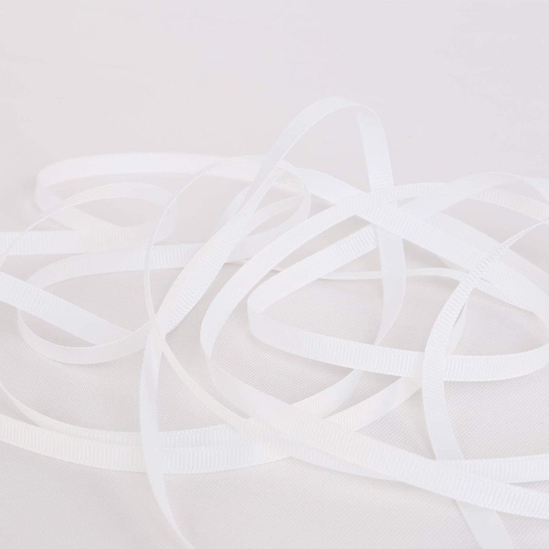 Ribbonitlux 1/4" wide Solid Grosgrain Ribbon 25 Yards (029-White）, Set